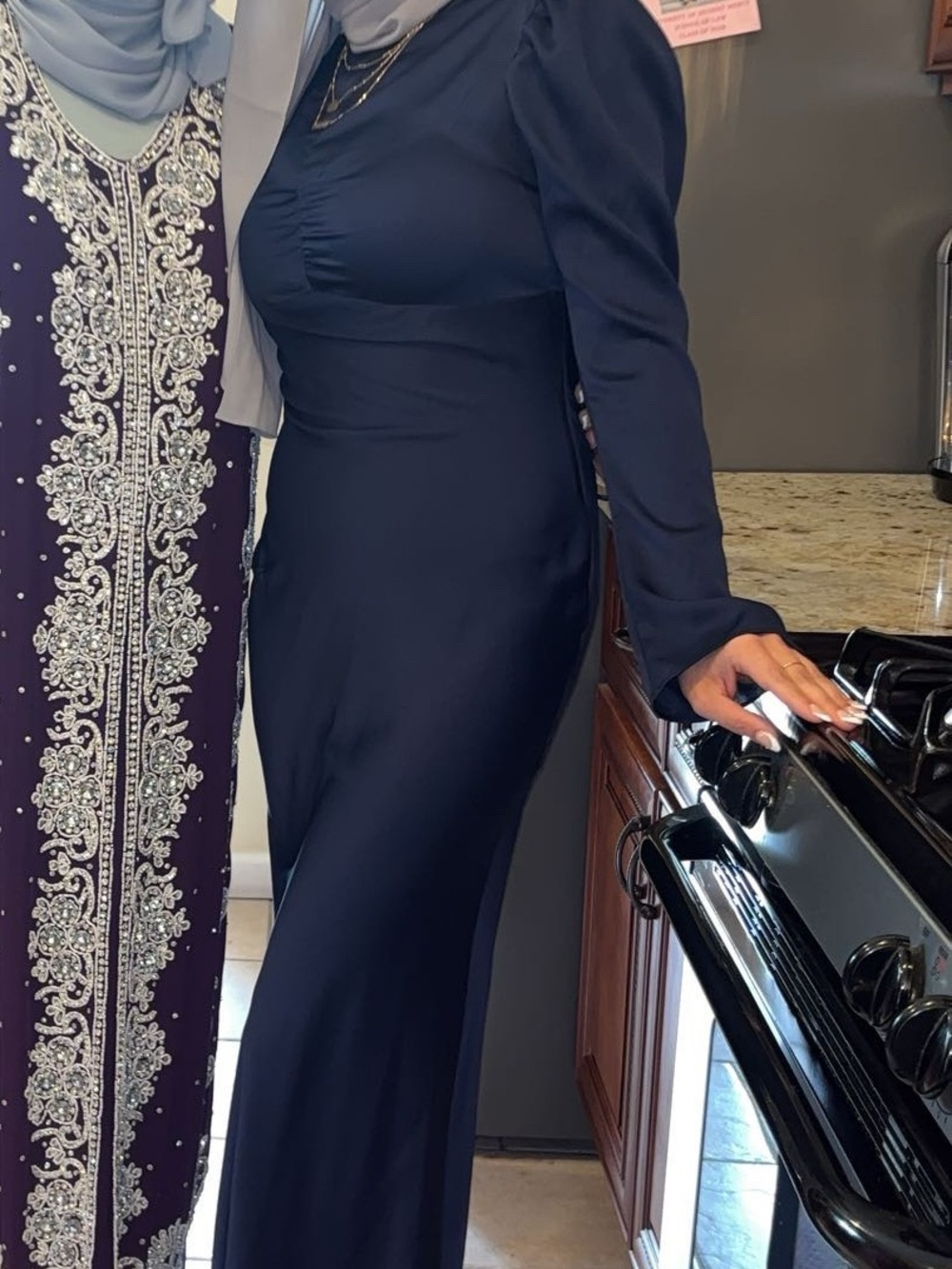 ASOS Navy Long-Sleeve Maxi Gown